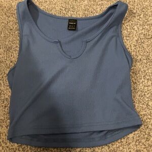 SHEIN Blue Fitted Crop Tank Top